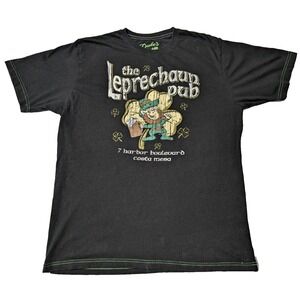 DUKE'S THE LEPRECHAUN PUB Costa Mesa Men Medium Black Cotton Graphic T-Shirt